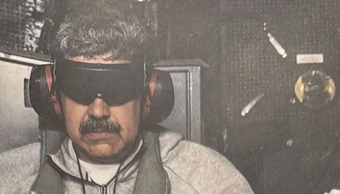 A photograph which US President Donald Trump posted on his Truth Social account shows what he describes as Venezuelan President Nicolas Maduro on board the USS Iwo Jima amphibious assault ship, currently in the Caribbean Sea January 3, 2026.—Reuters