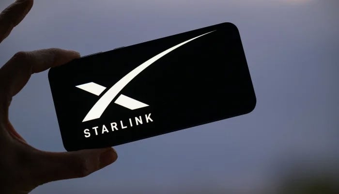 The Starlink logo is displayed on a mobile phone in this photo illustration, Brussels, Belgium, March 23, 2025. — Reuters
