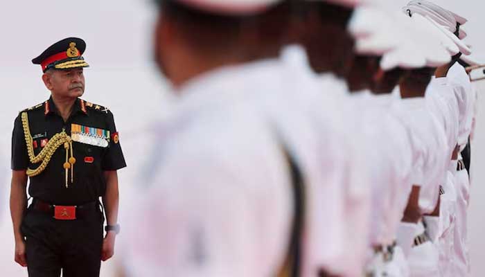 Indian Chief of the Army Staff (COAS) General Upendra Dwivedi attends the commissioning ceremony of INS Mahe at the Naval Dockyard in Mumbai, India, November 24, 2025. — Reuters
