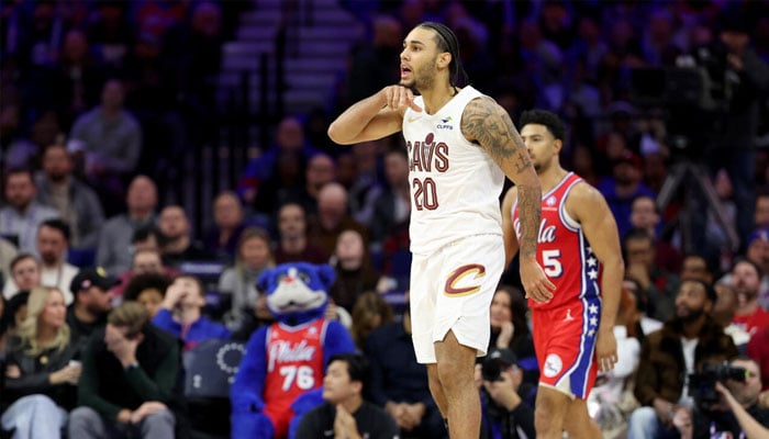 Clevelands Jaylon Tyson celebrates a three-pointer in the Cavaliers NBA victory over the Philadelphia 76ers. —AFP/File