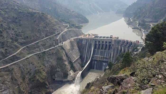 A view of Baglihar Dam, also known as Baglihar Hydroelectric Power Project, on the Chenab river which flows from IIOJK into Pakistan, at Chanderkote in Jammu region on May 6, 2025. — Reuters