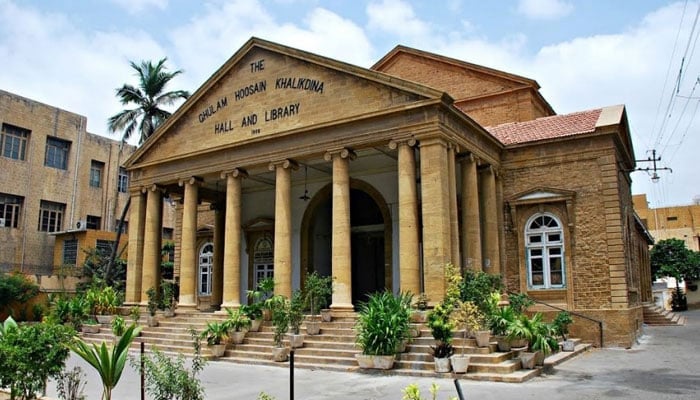 A view of the Khaliqdina Hall in Karachi. — antiquities.sindhculture.gov.pk/File