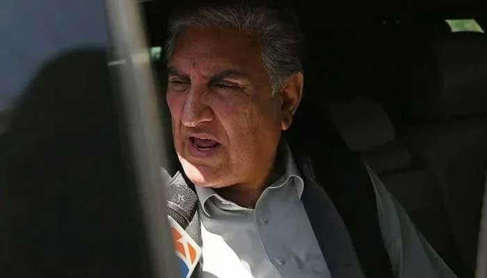 PTI senior leader Shah Mahmood Qureshi speaks with the media in Islamabad. — AFP/File