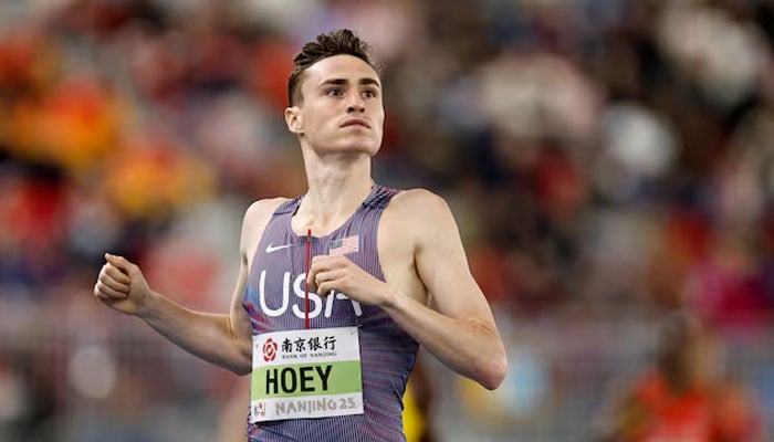 Josh Hoey of the US in action during the mens 800m semi-final - heat 1. —Reuters/File