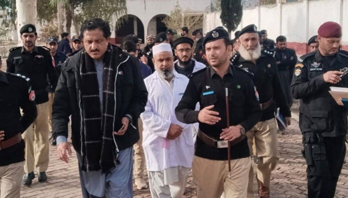 Inspector General of Khyber Pakhtunkhwa Prisons Rehan Gul Khattak (left) is seen during a visit to a prison on January 27, 2026. — Facebook@kpkprisons