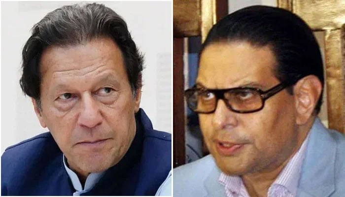 PTI founder Imran Khan (lef) and PTI Secretary General Salman Akram Raja. — Facebook@Imrankhan official/PPI/File