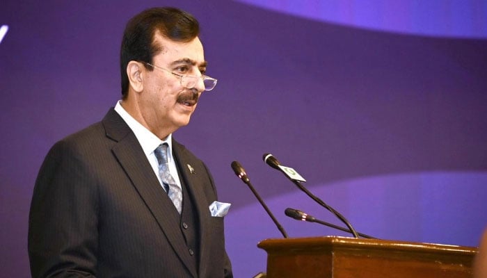 Chairman Senate, Syed Yousaf Raza Gilani addresses the closing ceremony of the International Conference on Girls Education at Jinnah Convention Centre, in Islamabad, January 12, 2025. — APP