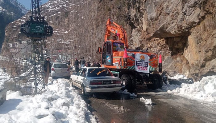 District administrations machinery removes debris in Shangla on January 29, 2026. — Facebook@DCShangla