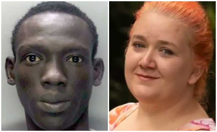 This collage shows Sudanese asylum seeker Deng Chol Majek (left) convicted of murdering 27-year-old Rhiannon Whyte in 2024. — BBC