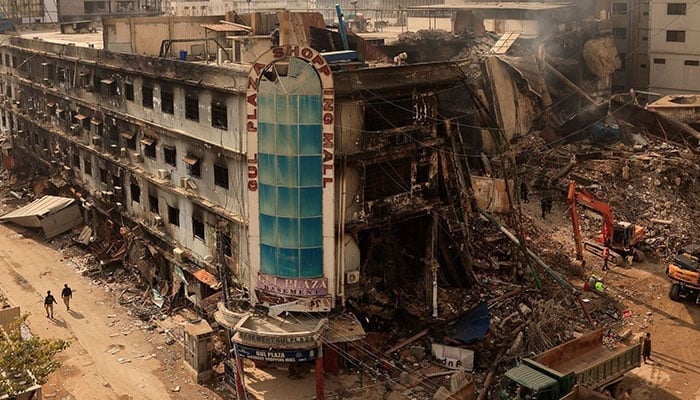 A view of the aftermath of a massive fire that broke out at the Gul Plaza shopping centre in Karachi on January 22, 2026. — Reuters