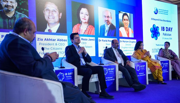 The image shows a glimpse from  the IB Day Pakistan with theme of “IB Beyond Classroom Boundaries” on January 31, 2026.  — Facebook@PakTurkMaarif