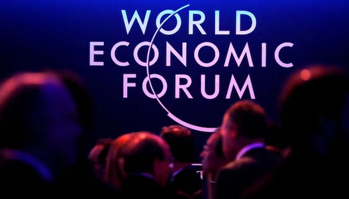 A logo of the World Economic Forum (WEF) is seen as people attend the WEF annual meeting in Davos, Switzerland, January 24, 2018.—Reuters