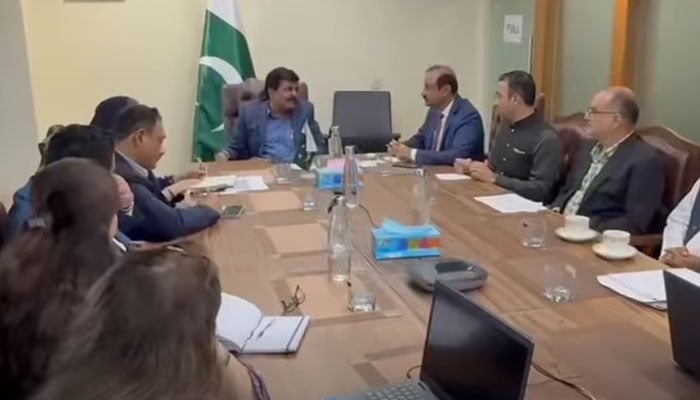 Sindh Education Minister and SEF Board of Governors Vice Chairman Syed Sardar Ali Shah chairs a meeting during a visit to the SEF head office in Karachi on February 2, 2026. — Screengrab via Facebook@sardarshah.offical