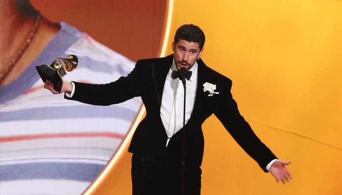 Puerto Rican singer Bad Bunny talking to the audience. —AFP/File