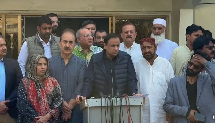 Karachi Mayor Barrister Murtaza Wahab talking to the media after inaugurating the the Taimuria library rehabilitation project in the North Nazimabad area of District Central on February 3, 2026. — Facebook@barristermurtazawahabofficial/Screengrab