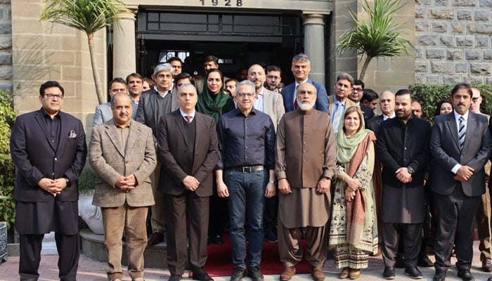 Director-General Unesco Dr Khalid El-Enany (centre left) in a group photo during a visit to the Taxila World Heritage Site on February 2, 2026. — Facebook@DOAMOfficial