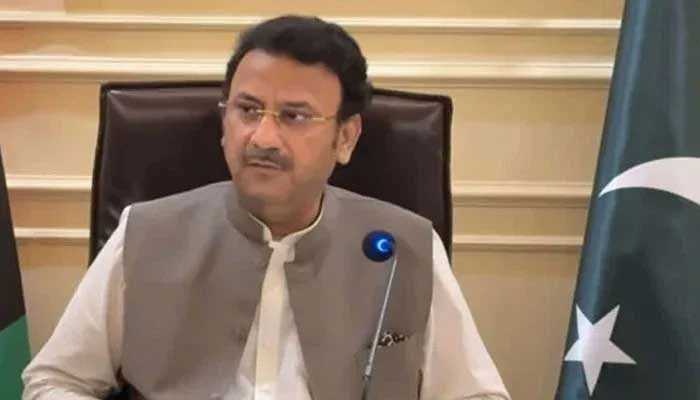 Sindh Home Minister Ziaul Hassan Lanjar chairs a meeting on March 12, 2025. — Screengrab via Facebook@Minister for Home and Law Sindh