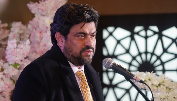 Sindh Governor Kamran Khan Tessori speaks during the Sindh Premier League event in London on November 8, 2023. — X/@spl20official