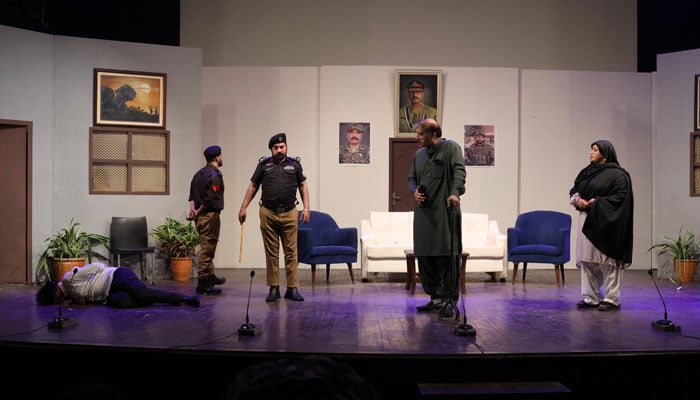 The image shows a glimpse from the stage play “Watan Ki Mitti”  on February 6, 2026. — Facebook@acpkhiatf