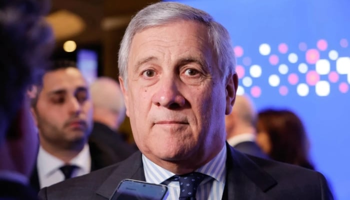 Italys Minister for Foreign Affairs Antonio Tajani speaks to the press during the EPP Leaders’ meeting, in Zagreb, Croatia, 30 January 2026.—AFP