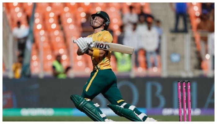 Dewald Brevis in action for South Africa against Afghanistan. —ICC/File
