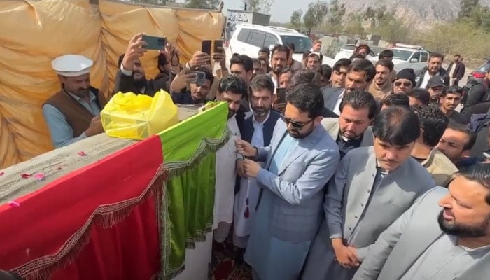Khyber Pakhtunkhwa Chief Minister Muhammad Sohail Afridi inaugurates the Bara Bypass Road on February 11, 2026. — Screengrab via Facebook@KPChiefMinister