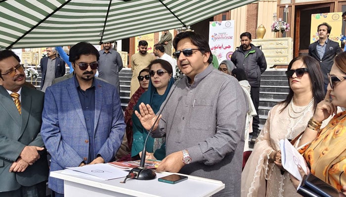 Punjab Assembly Speaker Muhammad Ahmad Khan speaks during his visit to the Superior University Faisalabad Campus on February 12, 2026. — Facebook@MalikMAhmadKhan