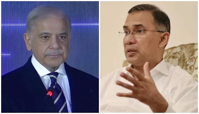 Prime Minister Shehbaz Sharif (left) Bangladesh Nationalist Party (BNP) Chairman Tarique Rahman. — Screengrab via Geo News/Reuters