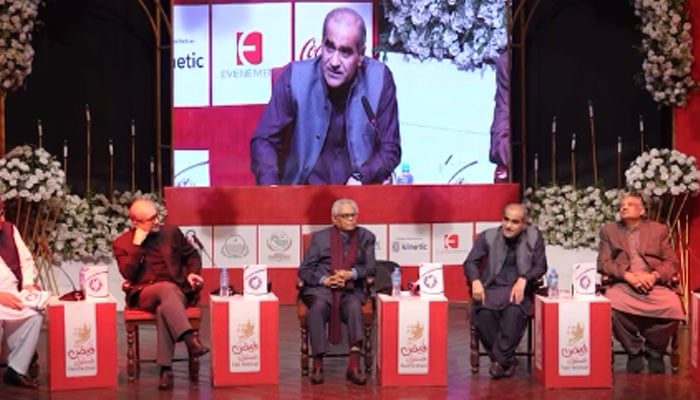 An image from a session on the final day of the 10th Faiz Festival at Alhamra Arts Council on February 15, 2026. — Screengrab via Facebook@saad.rafique.Khwaja