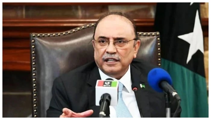 President Asif Ali Zardari addresses a press conference in Karachi, on May 11, 2022. — X@MediaCellPPP