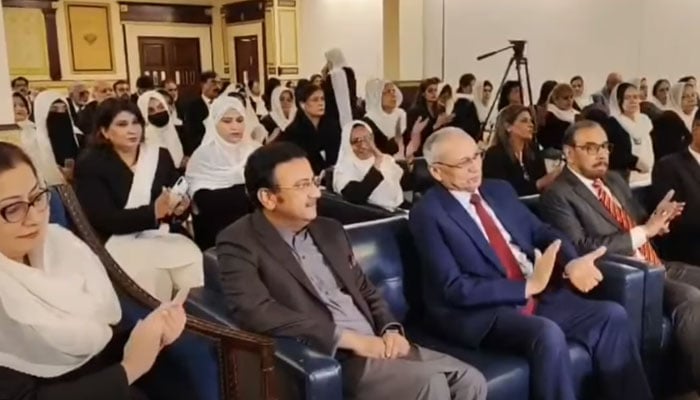 Home and Law Minister Ziaul Hassan Lanjar, as the chief guest, attends a seminar on issues faced by women lawyers, organised by the Provincial Ombudsman Sindh, on February 17, 2026. — Screengrab via Facebook@Minister for Home and Law Sindh