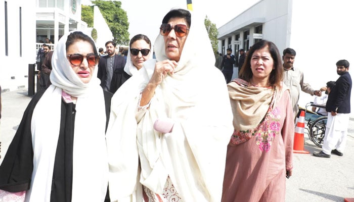 Aleema Khan, the sister of PTI founder Imran Khan, arrived at the Supreme Court of Pakistan on February 18, 2026. — INP