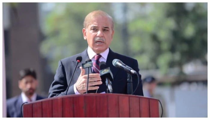Prime Minister Shahbaz Sharif addressing the passing out ceremony of 48th STP of PSP at National Police Academy in Islamabad on October 28, 2022. — X@PakPMO