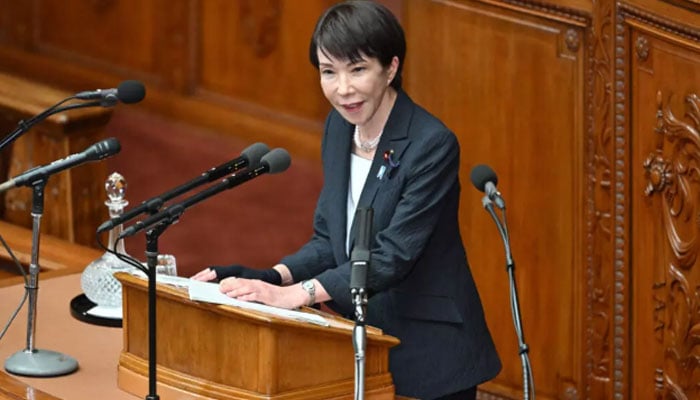 Japans Prime Minister Sanae Takaichi delivers her policy speech during the House of Representatives plenary session in Tokyo. — AFP/File