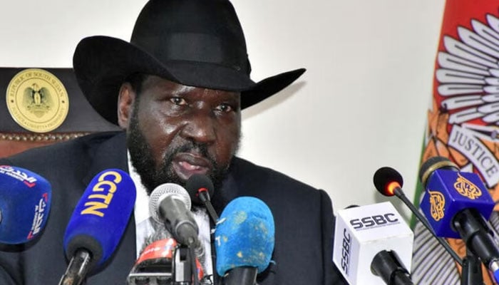 South Sudans President Salva Kiir addresses a news conference at the State House in Juba, South Sudan March 28, 2022. — Reuters