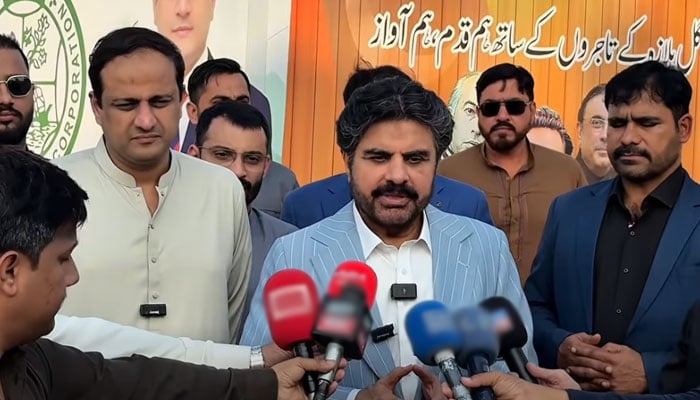 Sindh Minister for Local Government Syed Nasir Hussain Shah, along with Mayor Karachi Murtaza Wahab, speaks to the media during a visit to the Bagh-e- Jinnah on February 20, 2026. — Screengrab via Facebook@SNasirHussainshah