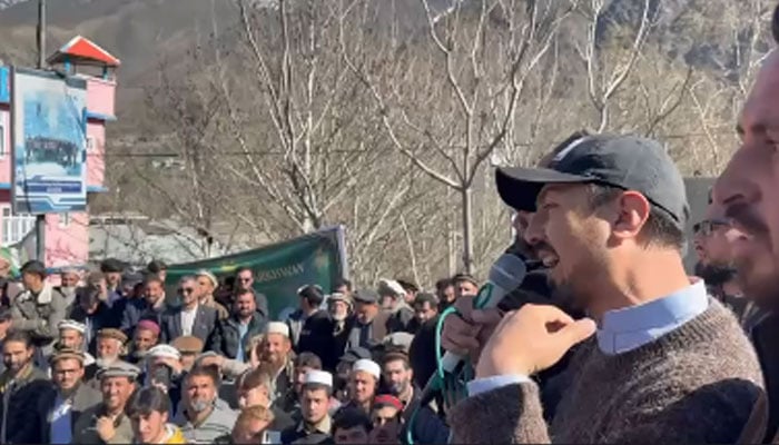 The activists of the Jamaat-e-Islami Pakistan are staging a protest rally in Lower Chitral on February 20, 2026.  — Facebook@JiChitral1/Screengrab