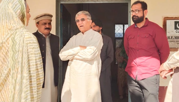Former chief of the naval staff, Admiral (retd) Muhammad Asif Sandila, is seen during a visit to a school on February 21, 2026. — Facebook@ AsifSandila.CNS