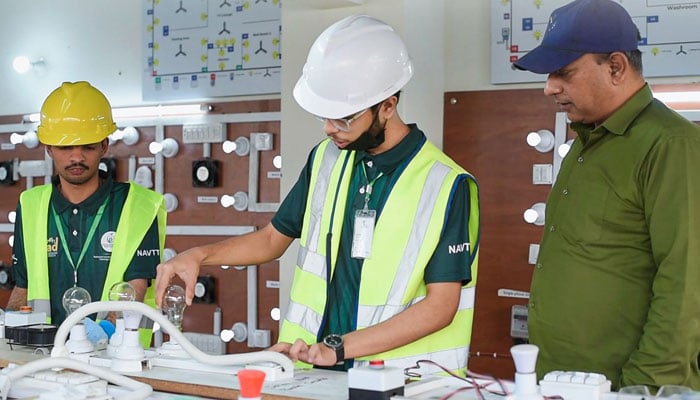 Students are busy in a technical skills class under the NAVTTC on February 21, 2026. — Facebook@abadpakistan