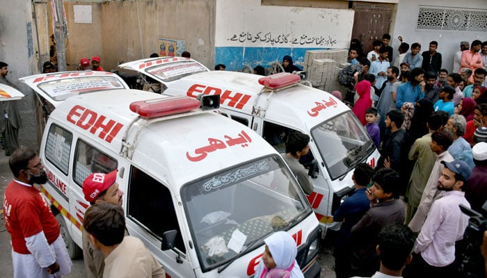 This representational image shows ambulances standing at an incident site on February 19, 2026. — APP