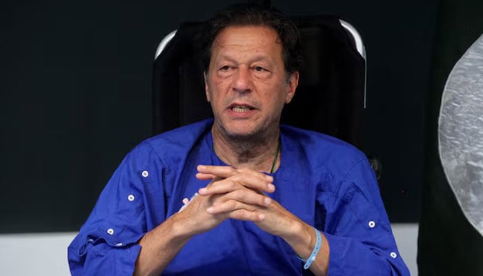 Former Prime Minister Imran Khan addresses a news conference after he was wounded following a shooting incident during a long march in Wazirabad, at the Shaukat Khanum Memorial Cancer Hospital & Research Centre in Lahore, Pakistan, November 4, 2022. — Reuters