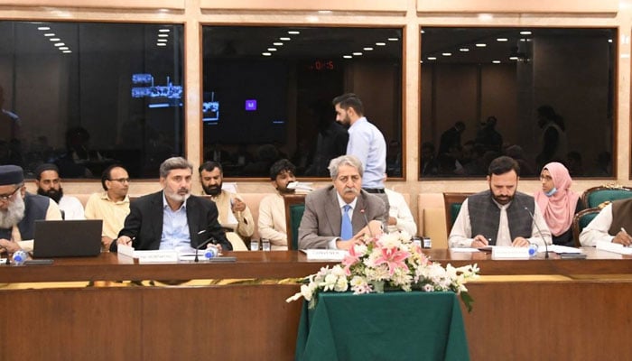 Syed Naveed Qamar is presiding over the Sub-Committee of the Public Accounts Committee (PAC) on September 24, 2025. — Facebook@NationalAssemblyOfPakistan