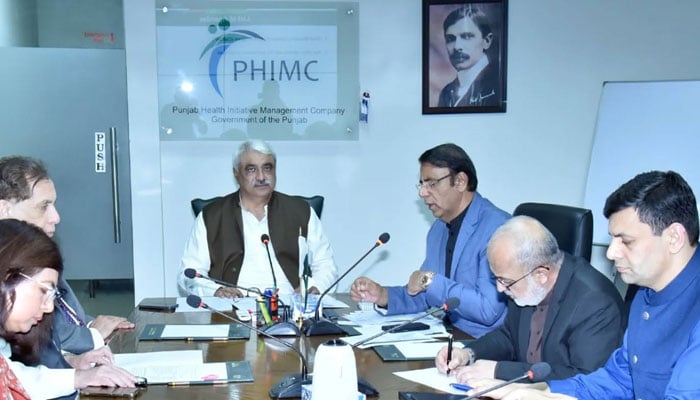 Provincial Health Minister Khawaja Salman Rafique chairs the 110th meeting of the Board of Directors of the Punjab Health Initiative Management Company (PHIMC) on February 27, 2026. — Facebook@SalmanRafiquePK