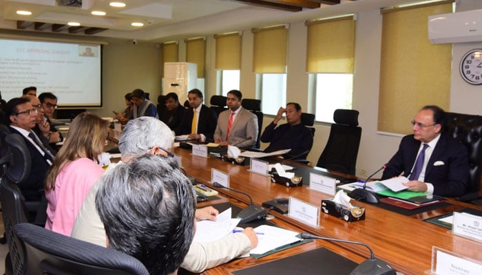 Federal Minister for Finance and Revenue Senator Muhammad Aurangzeb chairing the Economic Coordination Committee (ECC) of the Cabinet on February 27, 2026. — PID