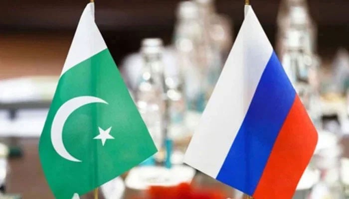 Flags of Pakistan and Russia. — PTV/File