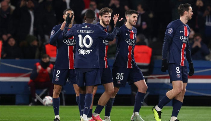 PSG players celebrating after a goal. —  AFP/File