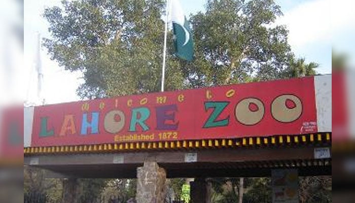 The Lahore Zoo board can be seen in this image. — APP/File