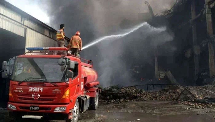 This representational image shows fire brigade officials extinguish fire on October 27, 2024. — PPI