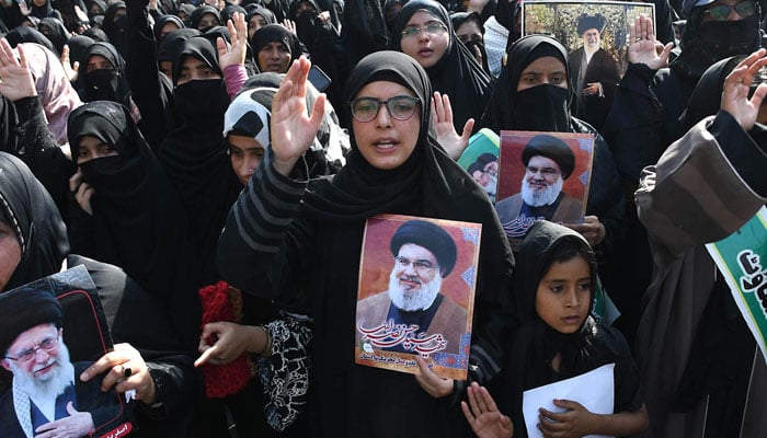 People participate in a protest rally against the martyrdom of Iran’s Supreme Leader Ayatollah Khamenei in a joint US and Israel attack, outside HPC on March 1, 2026. — INP