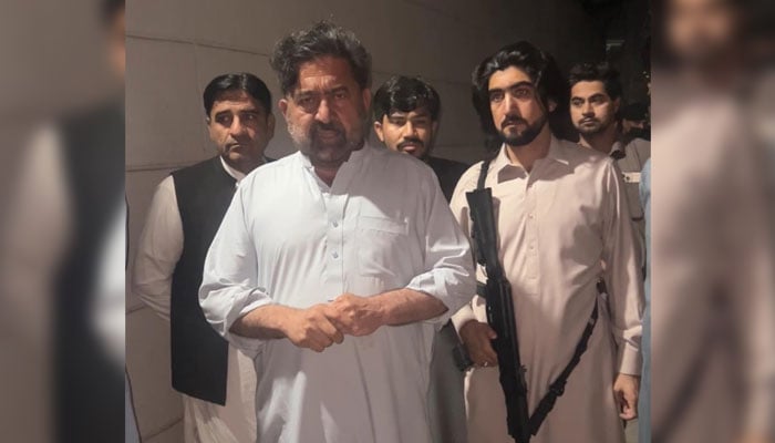 Pakistan Tehreek-e-Insaf (PTI) Member Provincial Assembly Fazal Ilahi (left) is seen in this image on March 1, 2026. — Facebook@FazalEOfficial